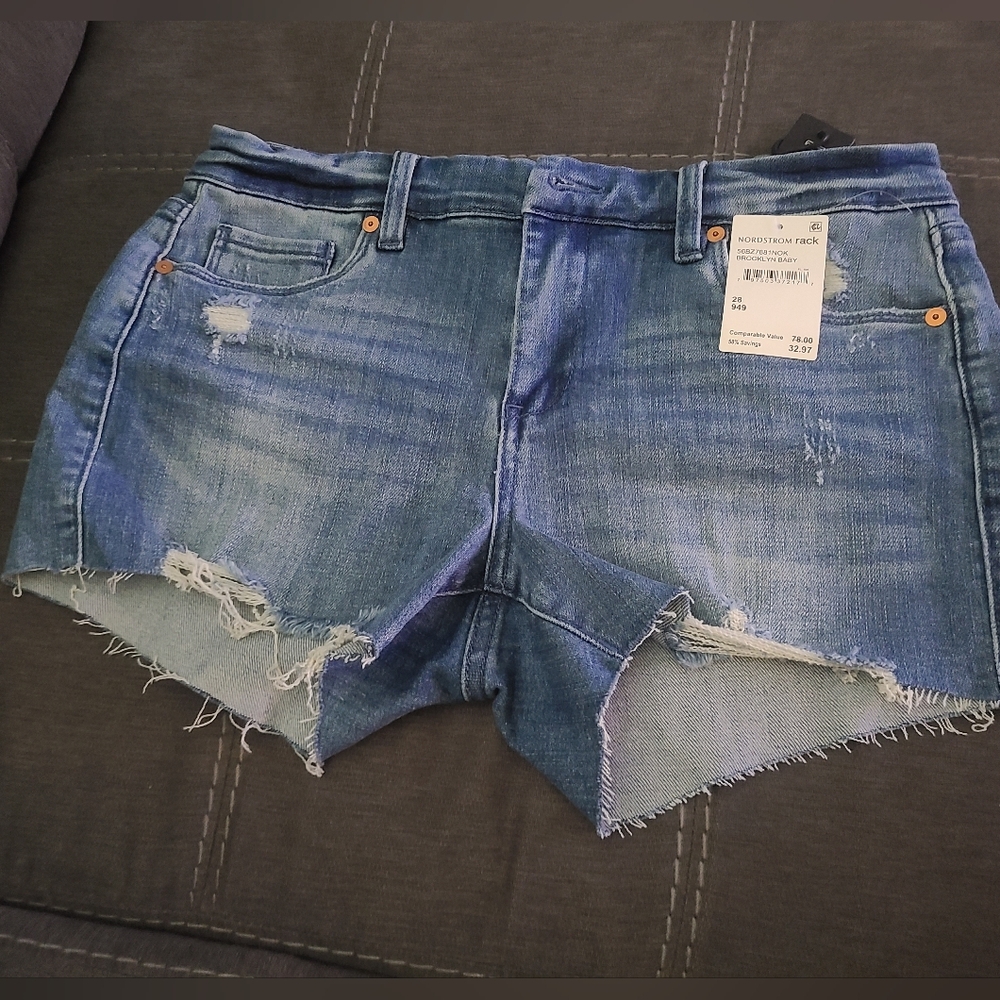 Distressed Blue Denim Shorts